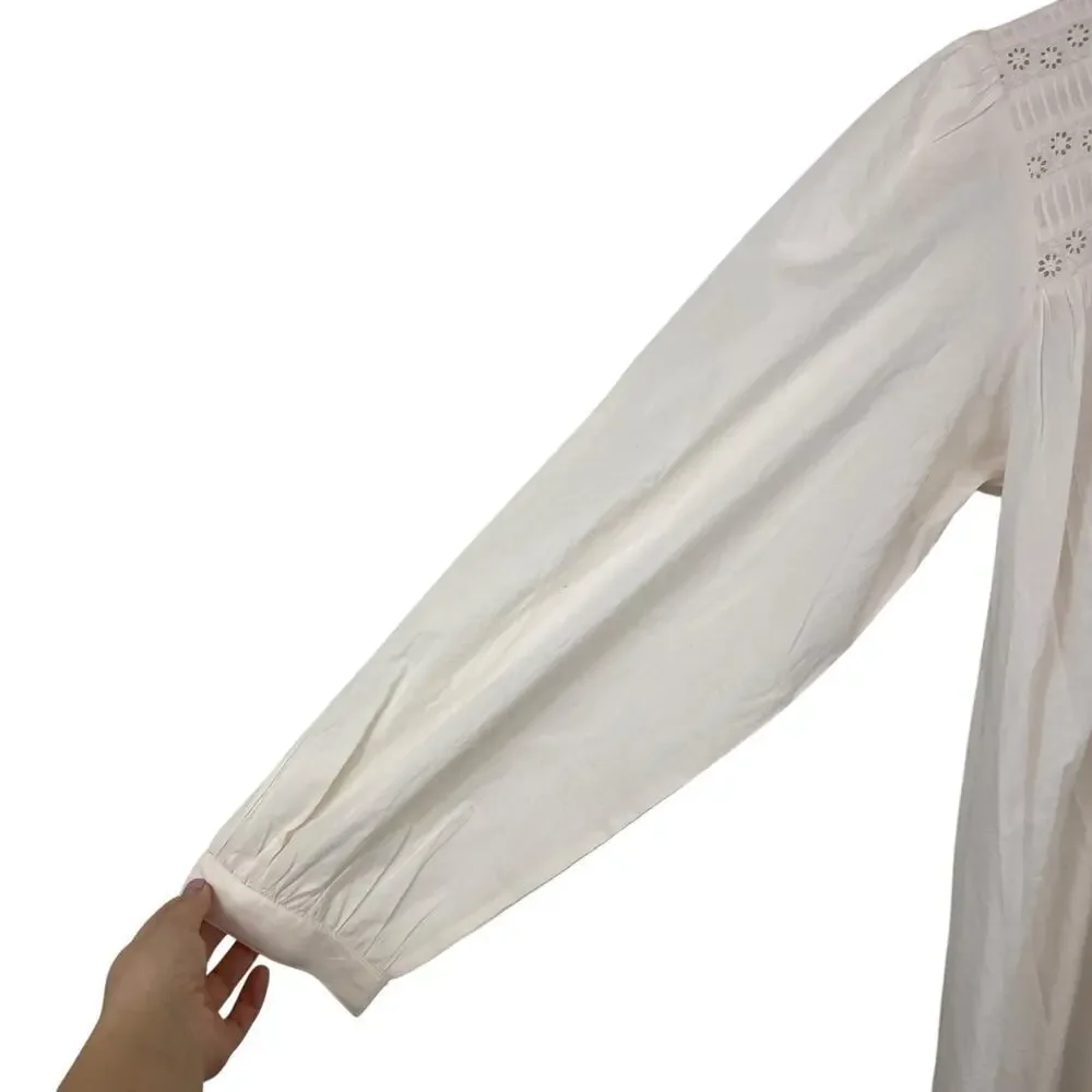 NWT Christy Dawn The Yolanda Organic Cotton Embroidered Maxi Dress Pearl Size M